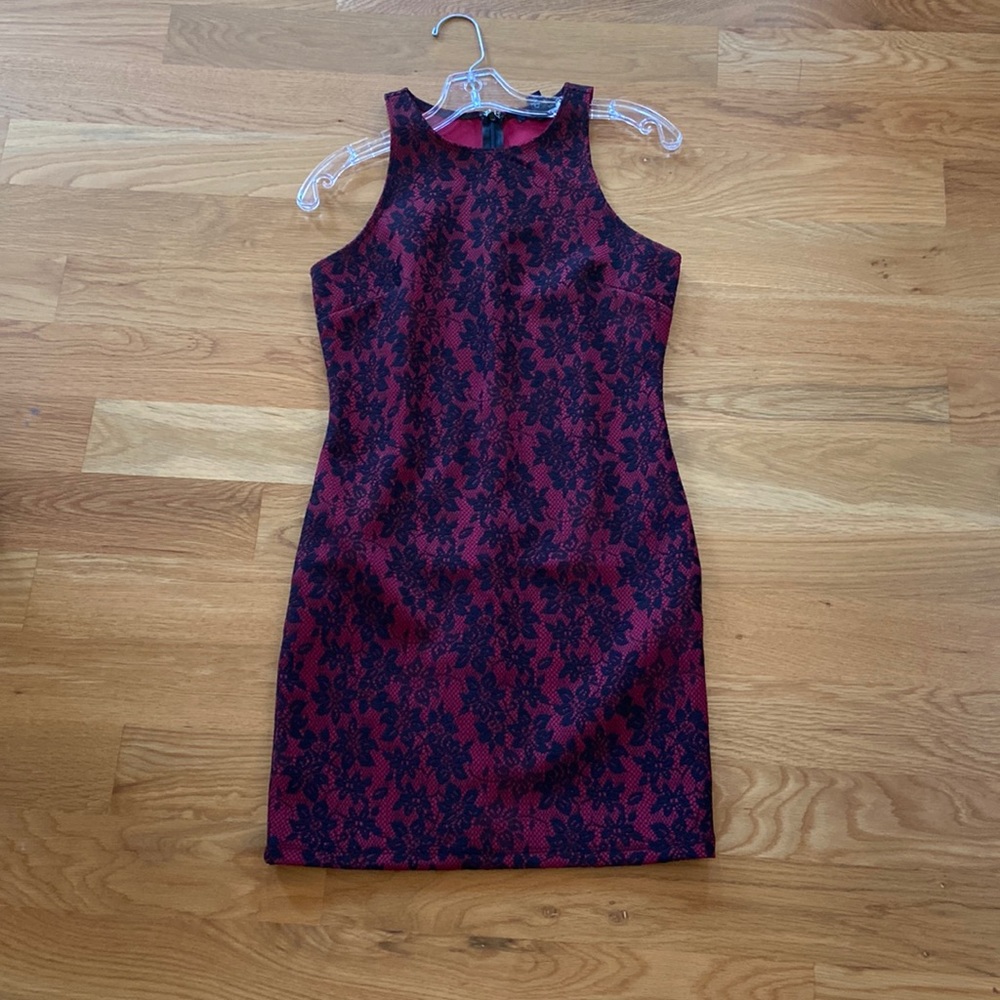 Forever 21 Floral Lace Red & Black Dress
